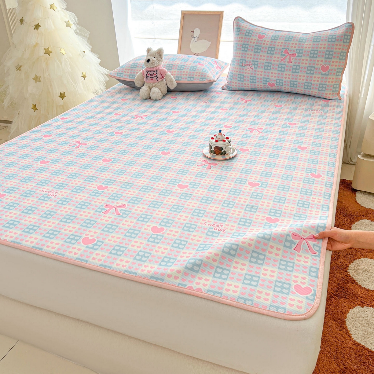 91家纺网 家纺一手货源 找家纺 川悦生活 2026新款凉感冰丝席大床小阪冰丝凉席 席甜梦心愿