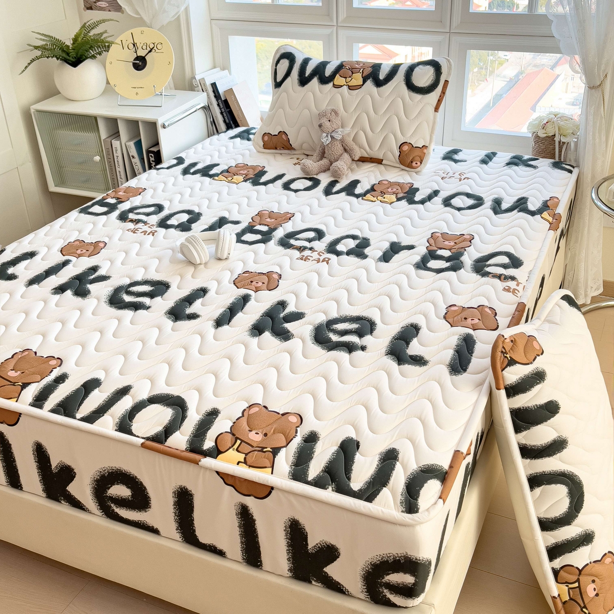 91家纺网 家纺一手货源 找家纺 希廷顿 2026新款印花夹棉防水床笠单床笠床笠单件 luck熊