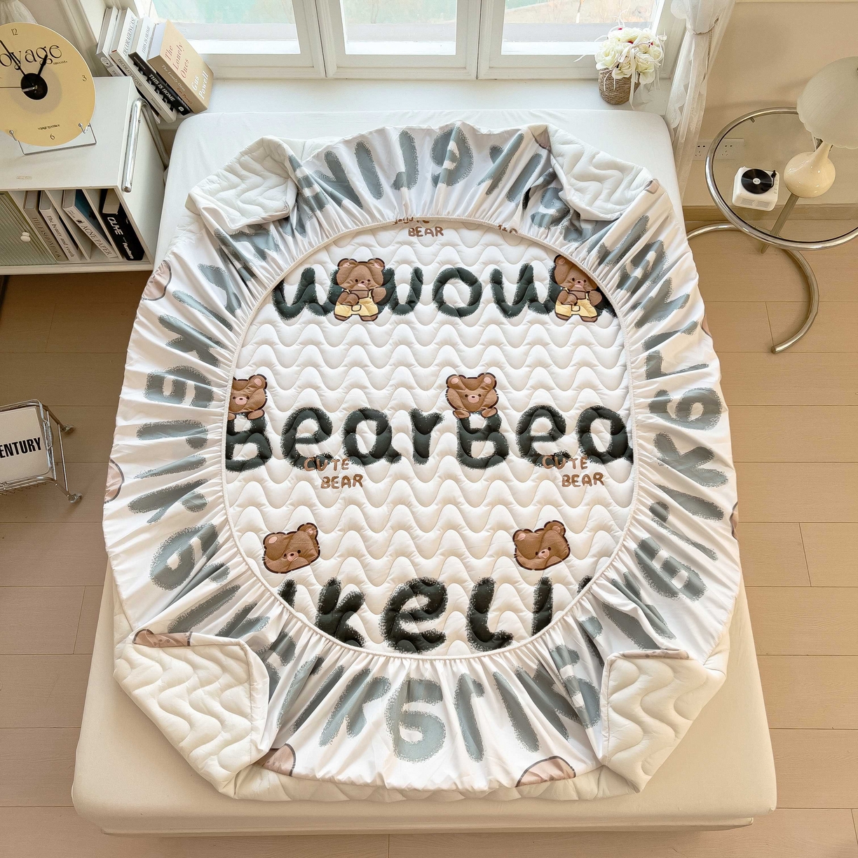 91家纺网 家纺一手货源 找家纺 希廷顿 2026新款印花夹棉防水床笠单床笠床笠单件 luck熊