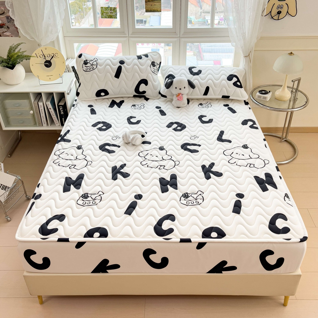 91家纺网 家纺一手货源 找家纺 希廷顿 2026新款印花夹棉防水床笠单床笠床笠单件 萌宠狗