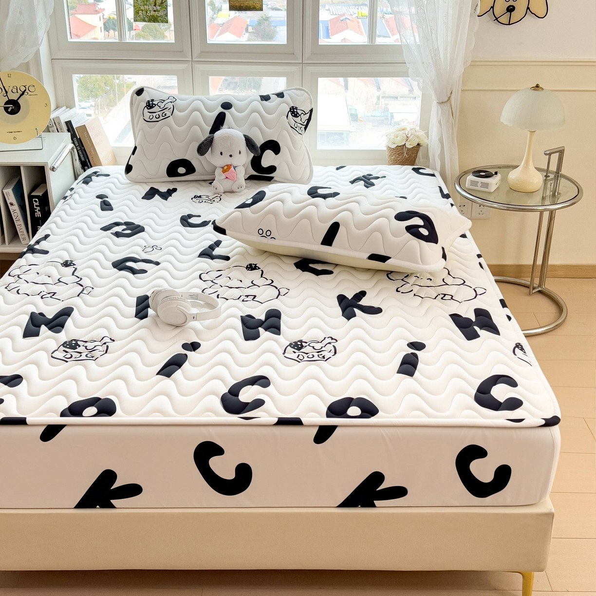 91家纺网 家纺一手货源 找家纺 希廷顿 2026新款印花夹棉防水床笠单床笠床笠单件 萌宠狗