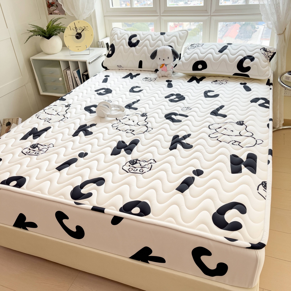 91家纺网 家纺一手货源 找家纺 希廷顿 2026新款印花夹棉防水床笠单床笠床笠单件 萌宠狗