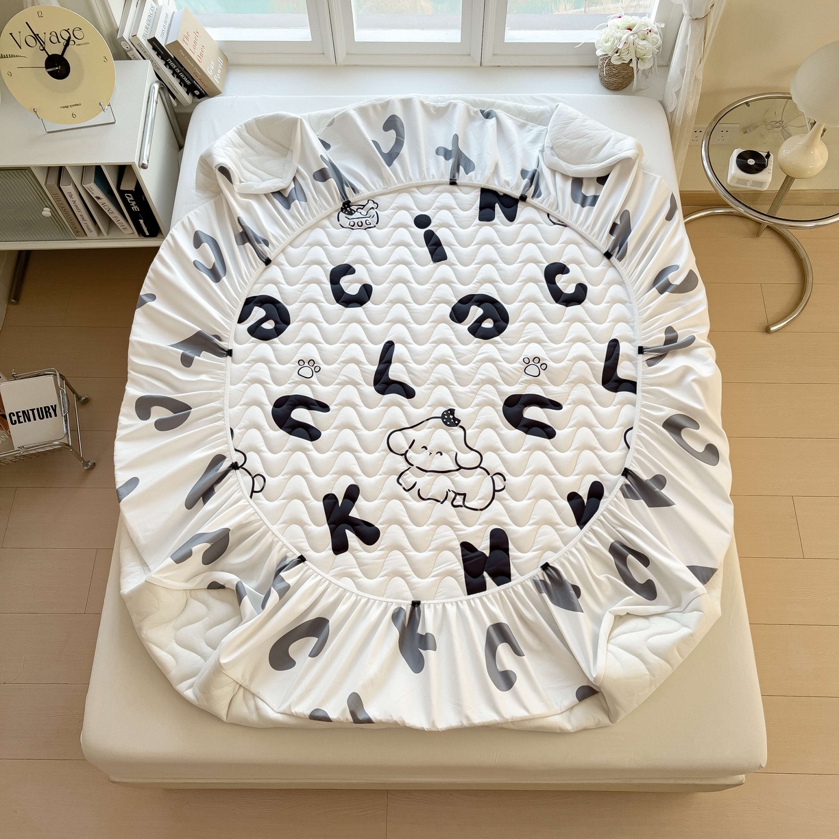 91家纺网 家纺一手货源 找家纺 希廷顿 2026新款印花夹棉防水床笠单床笠床笠单件 萌宠狗