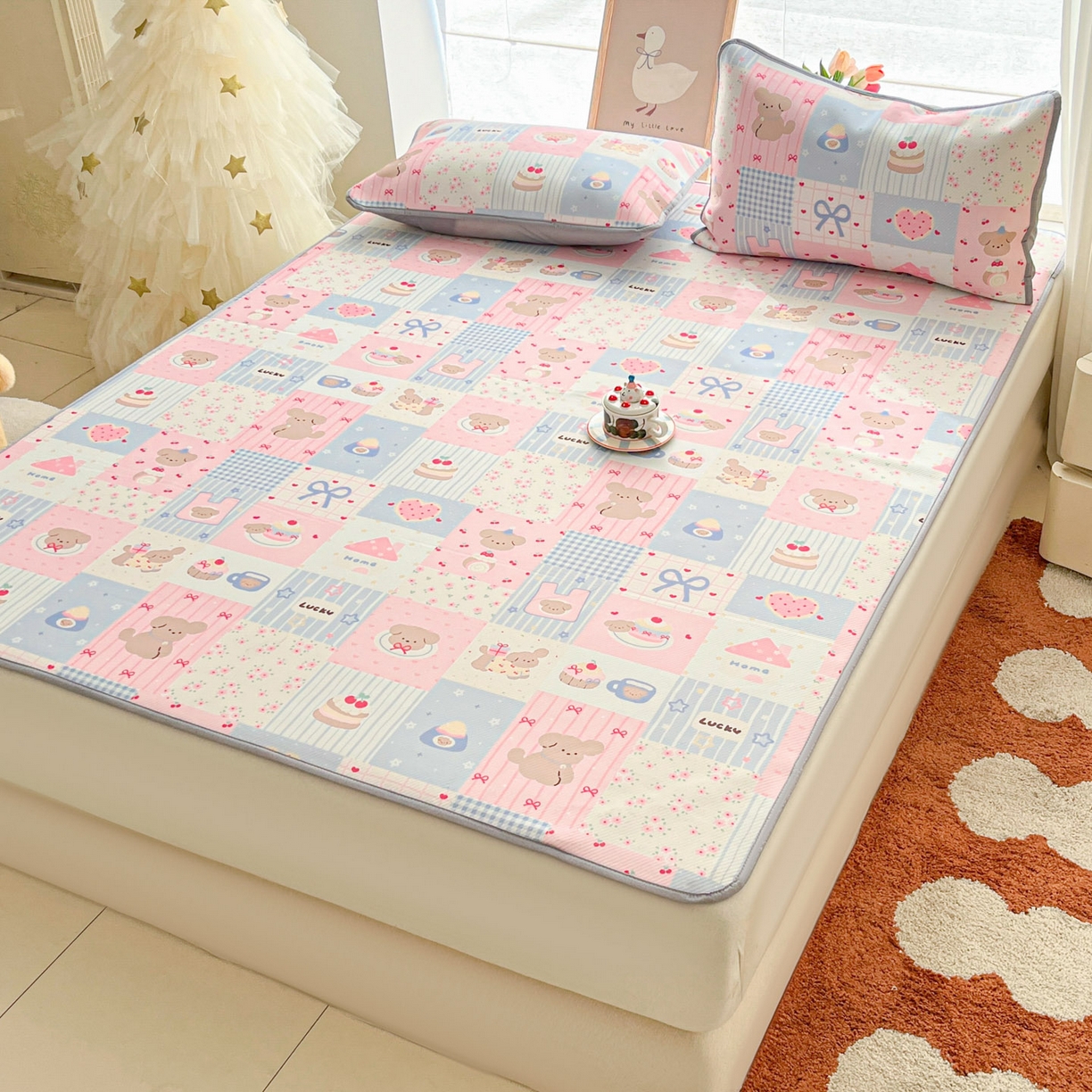 91家纺网 家纺一手货源 找家纺 川悦生活 2026新款凉感冰丝席大床小阪冰丝凉席 席甜蜜可乐