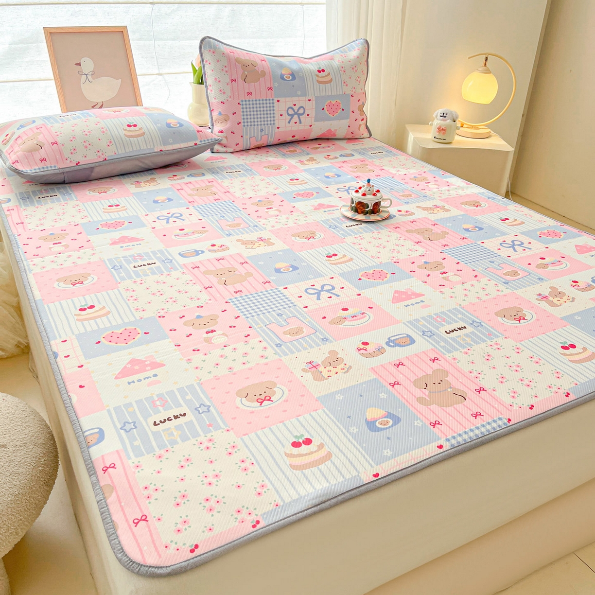 91家纺网 家纺一手货源 找家纺 川悦生活 2026新款凉感冰丝席大床小阪冰丝凉席 席甜蜜可乐