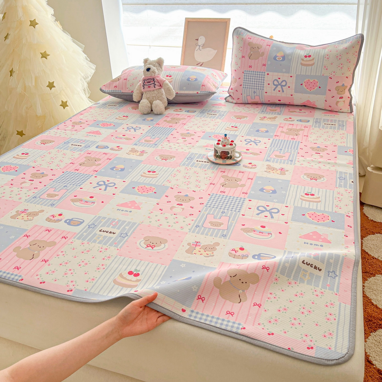 91家纺网 家纺一手货源 找家纺 川悦生活 2026新款凉感冰丝席大床小阪冰丝凉席 席甜蜜可乐