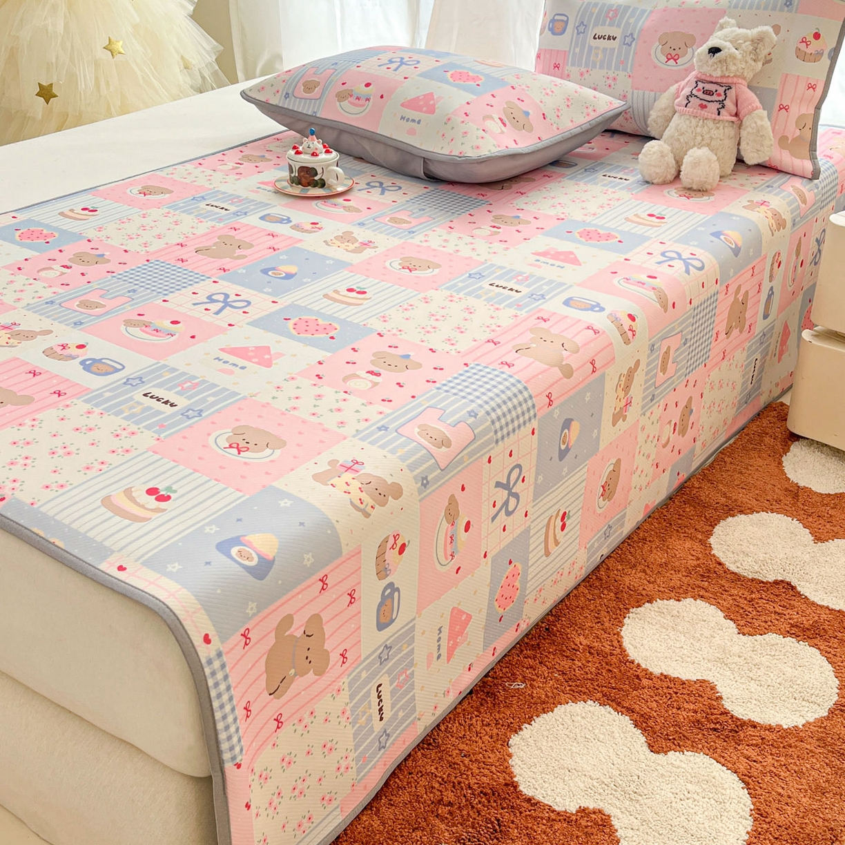 91家纺网 家纺一手货源 找家纺 川悦生活 2026新款凉感冰丝席大床小阪冰丝凉席 席甜蜜可乐