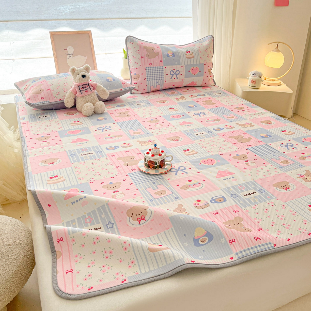 91家纺网 家纺一手货源 找家纺 川悦生活 2026新款凉感冰丝席大床小阪冰丝凉席 席甜蜜可乐