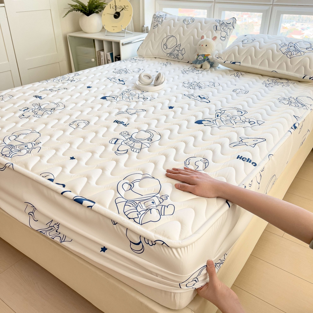 91家纺网 家纺一手货源 找家纺 希廷顿 2026新款印花夹棉防水床笠单床笠床笠单件 太空人