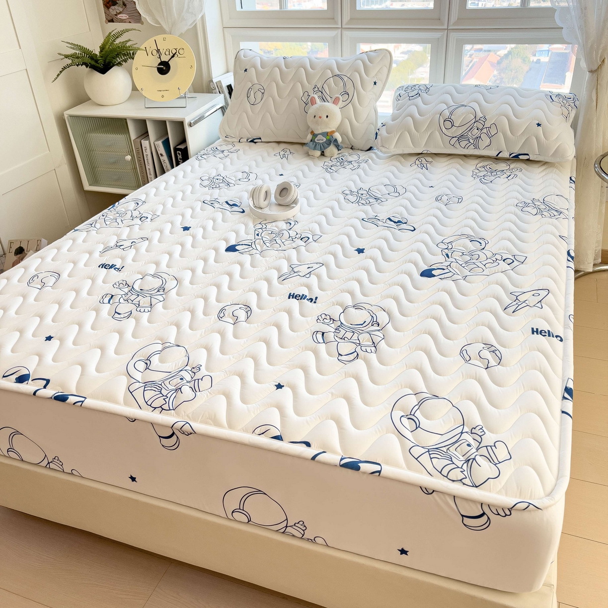 91家纺网 家纺一手货源 找家纺 希廷顿 2026新款印花夹棉防水床笠单床笠床笠单件 太空人