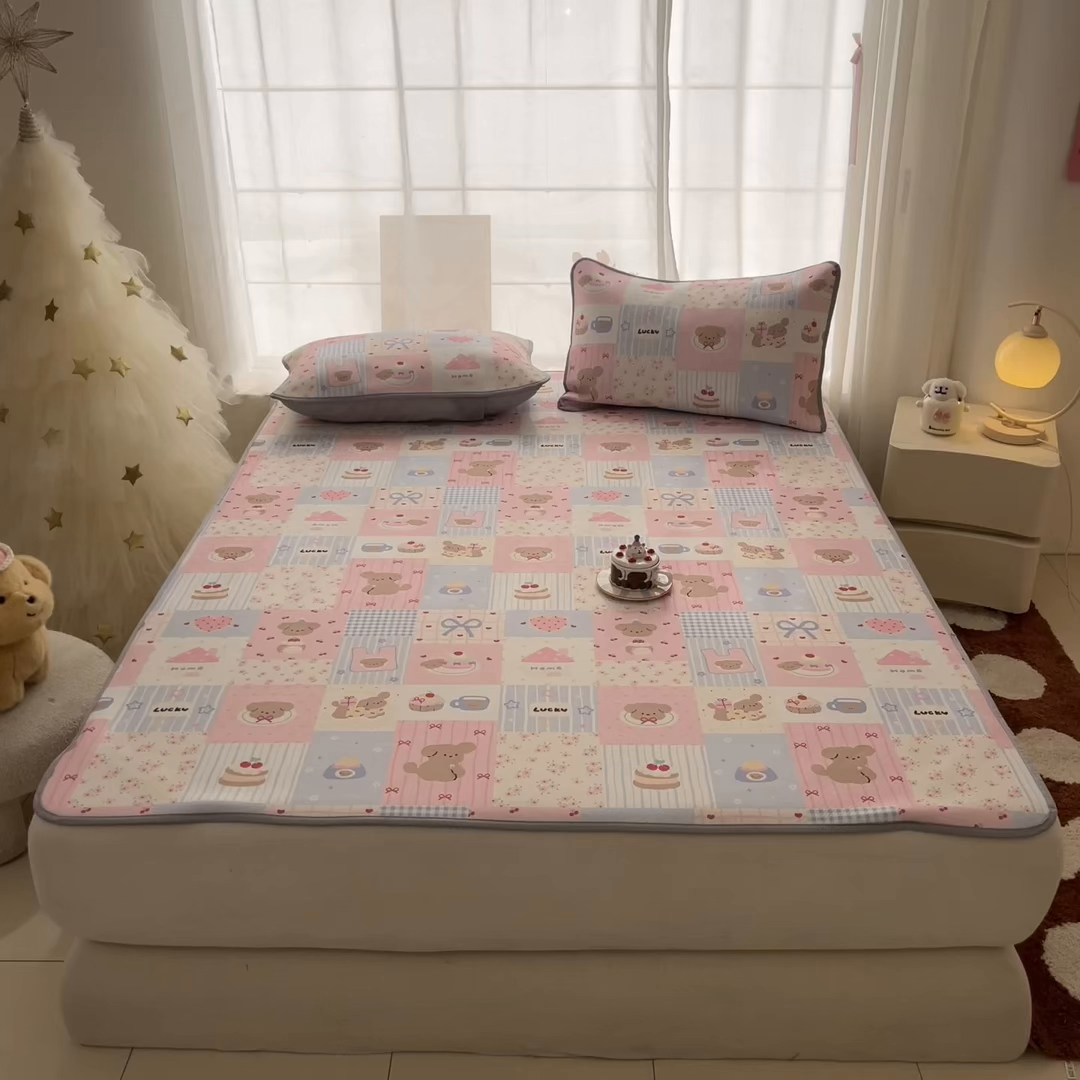 91家纺网 家纺一手货源 找家纺 川悦生活 2026新款凉感冰丝席大床小阪冰丝凉席 席甜蜜可乐