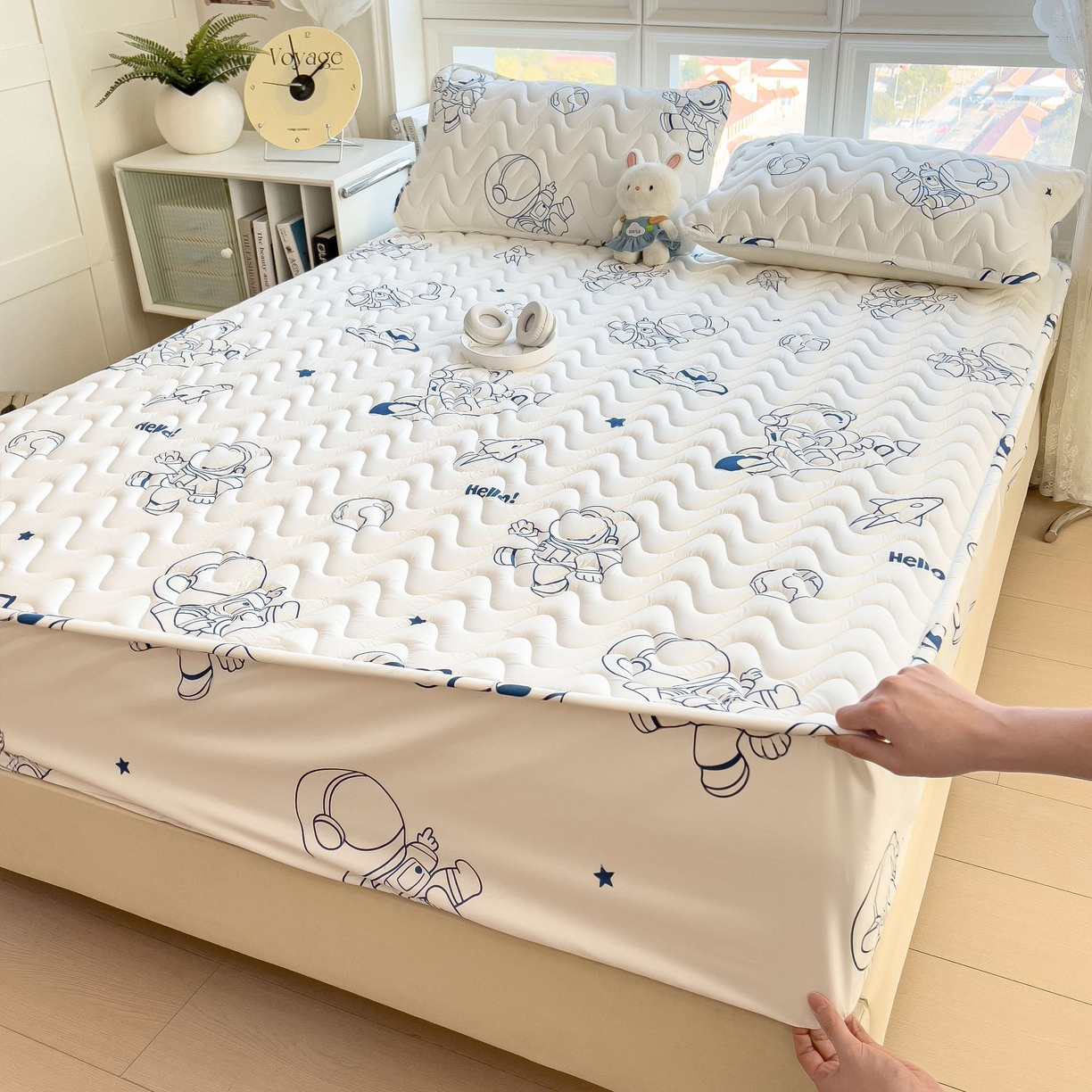 91家纺网 家纺一手货源 找家纺 希廷顿 2026新款印花夹棉防水床笠单床笠床笠单件 太空人