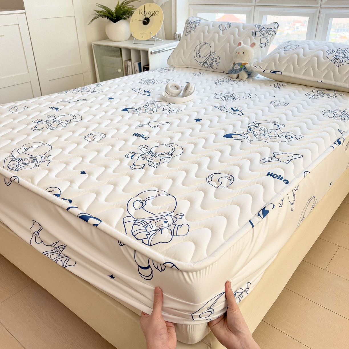 91家纺网 家纺一手货源 找家纺 希廷顿 2026新款印花夹棉防水床笠单床笠床笠单件 太空人