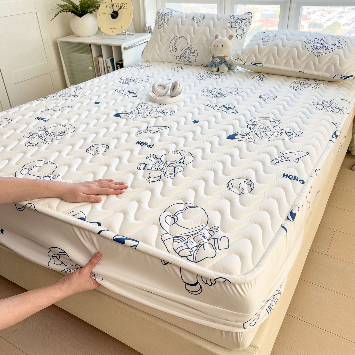 91家纺网 家纺一手货源 找家纺 希廷顿 2026新款印花夹棉防水床笠单床笠床笠单件 太空人