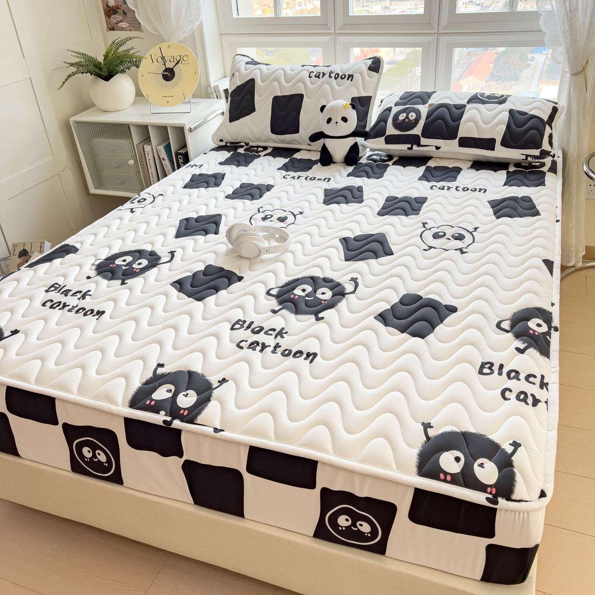 91家纺网 家纺一手货源 找家纺 希廷顿 2026新款印花夹棉防水床笠单床笠床笠单件 小煤球