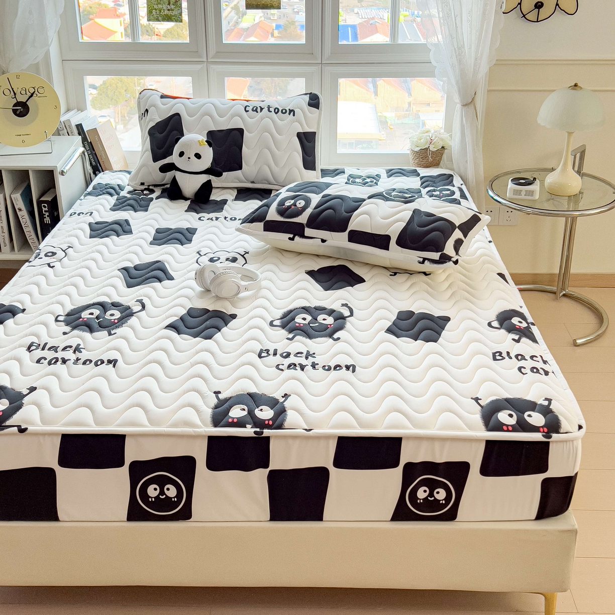 91家纺网 家纺一手货源 找家纺 希廷顿 2026新款印花夹棉防水床笠单床笠床笠单件 小煤球