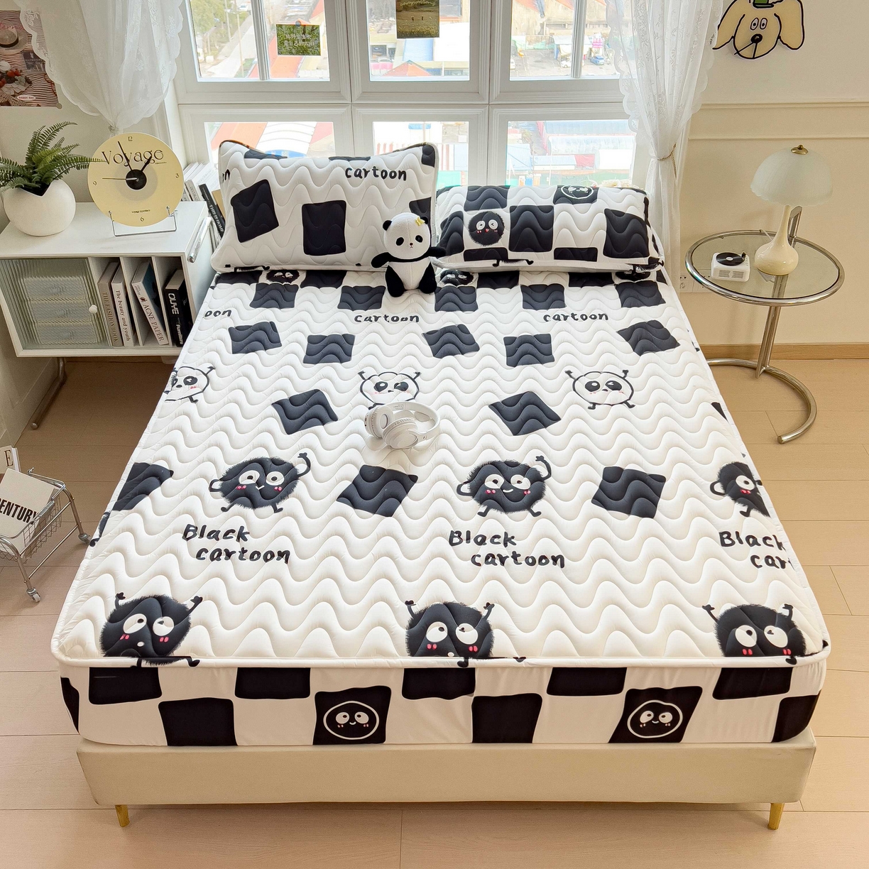 91家纺网 家纺一手货源 找家纺 希廷顿 2026新款印花夹棉防水床笠单床笠床笠单件 小煤球