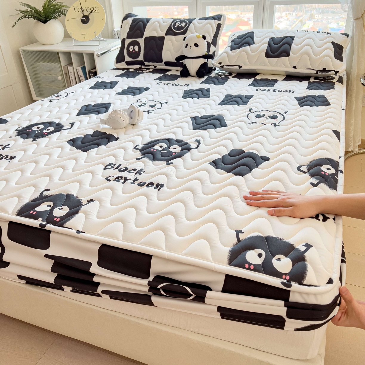 希廷顿 2026新款印花夹棉防水床笠单床笠床笠单件 小煤球