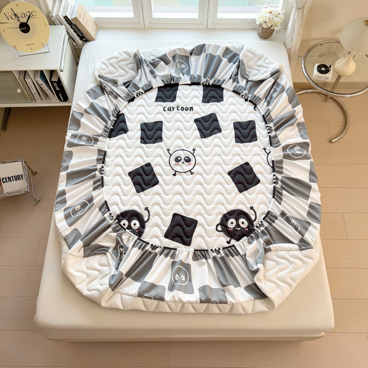 91家纺网 家纺一手货源 找家纺 希廷顿 2026新款印花夹棉防水床笠单床笠床笠单件 小煤球