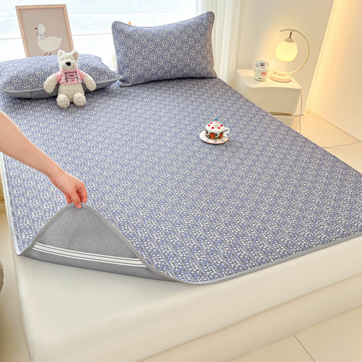 91家纺网 家纺一手货源 找家纺 川悦生活 2026新款凉感冰丝席大床小阪冰丝凉席 席西斯花圃