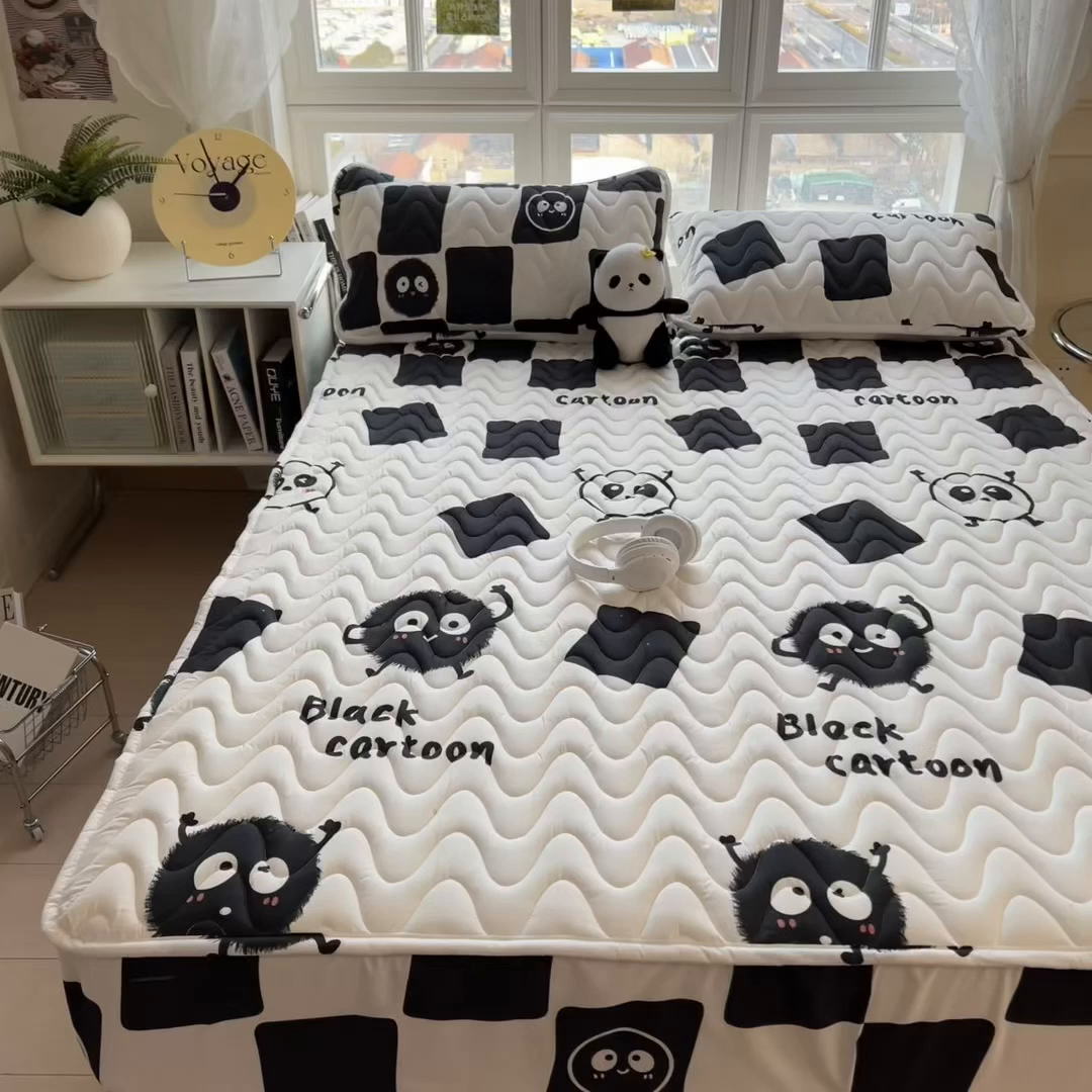 91家纺网 家纺一手货源 找家纺 希廷顿 2026新款印花夹棉防水床笠单床笠床笠单件 小煤球