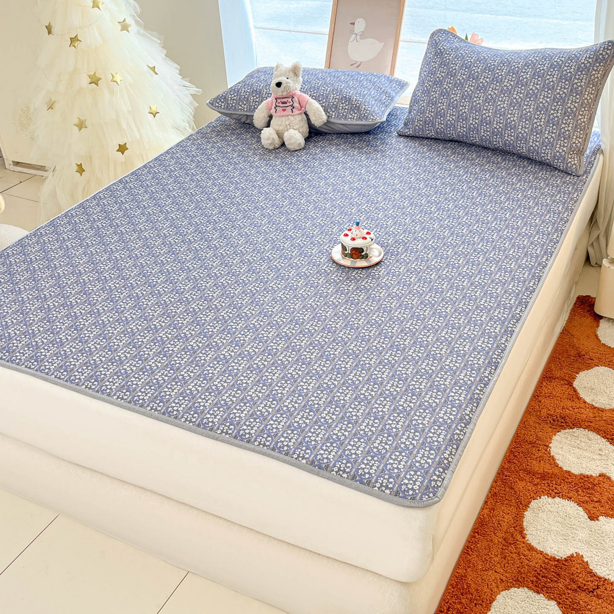 91家纺网 家纺一手货源 找家纺 川悦生活 2026新款凉感冰丝席大床小阪冰丝凉席 席西斯花圃