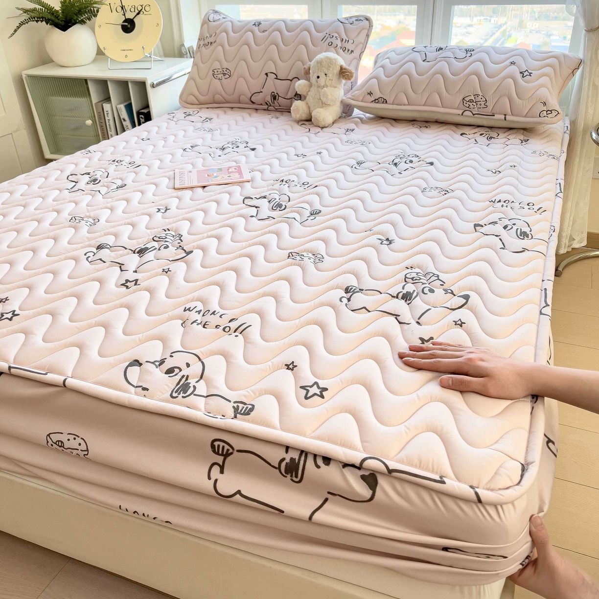希廷顿 2026新款印花夹棉防水床笠单床笠床笠单件 星星犬