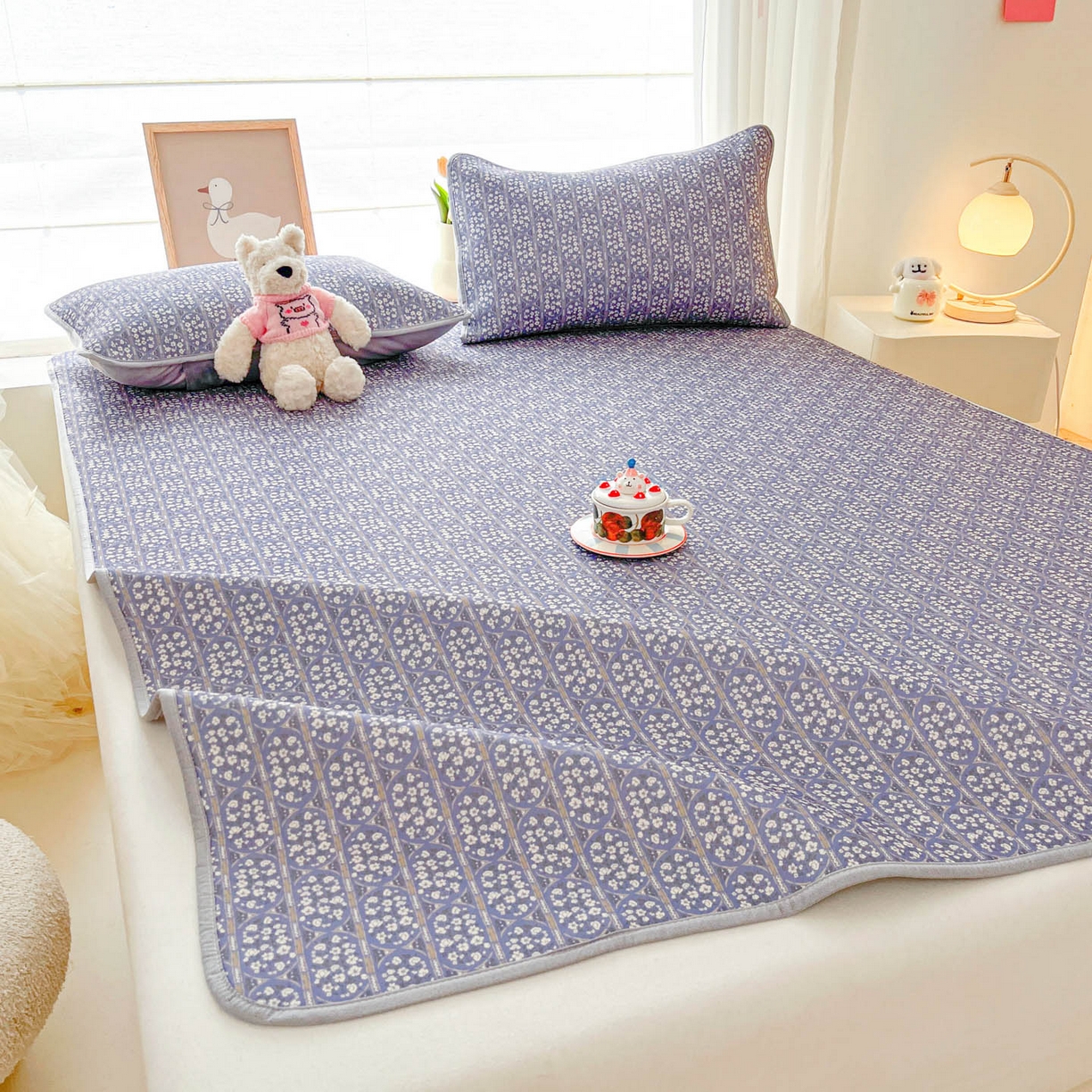 91家纺网 家纺一手货源 找家纺 川悦生活 2026新款凉感冰丝席大床小阪冰丝凉席 席西斯花圃