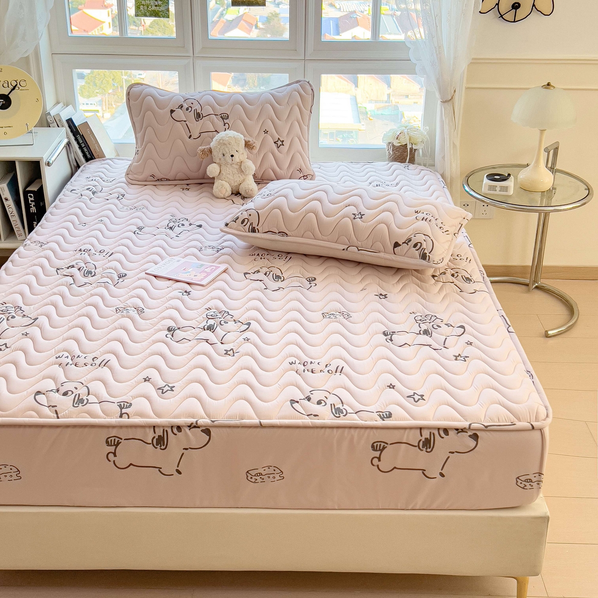 91家纺网 家纺一手货源 找家纺 希廷顿 2026新款印花夹棉防水床笠单床笠床笠单件 星星犬