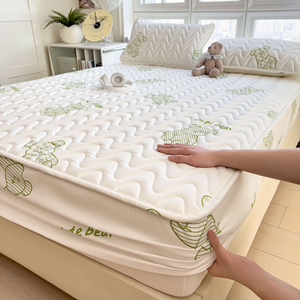 91家纺网 家纺一手货源 找家纺 希廷顿 2026新款印花夹棉防水床笠单床笠床笠单件 熊本熊