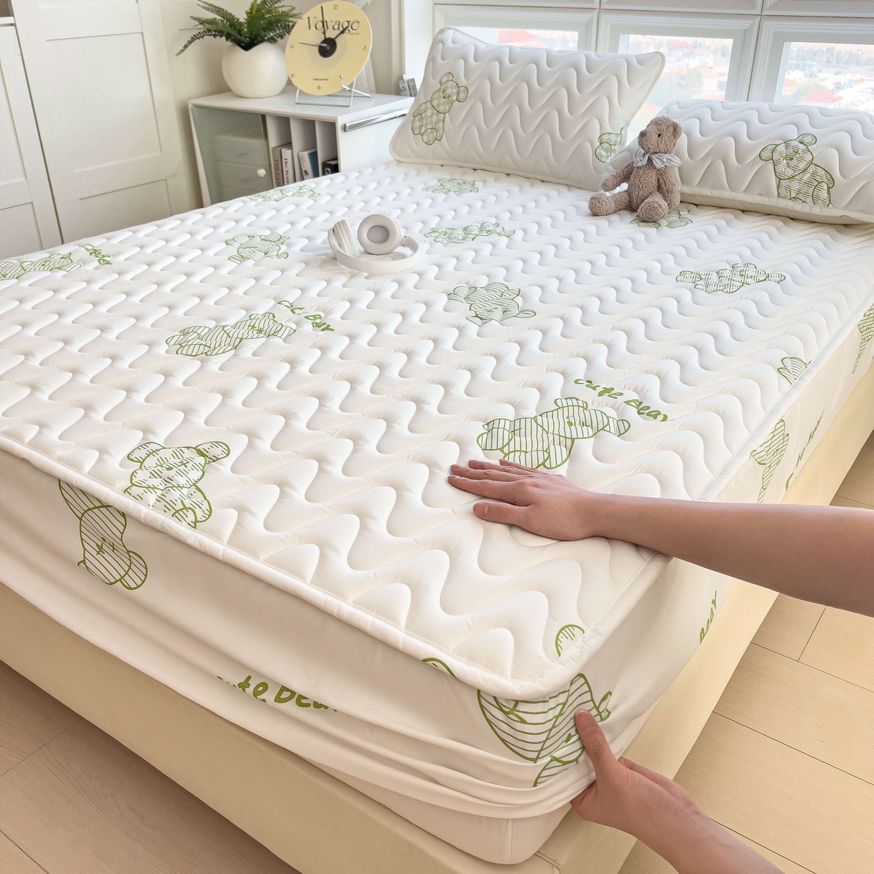 91家纺网 家纺一手货源 找家纺 希廷顿 2026新款印花夹棉防水床笠单床笠床笠单件 熊本熊