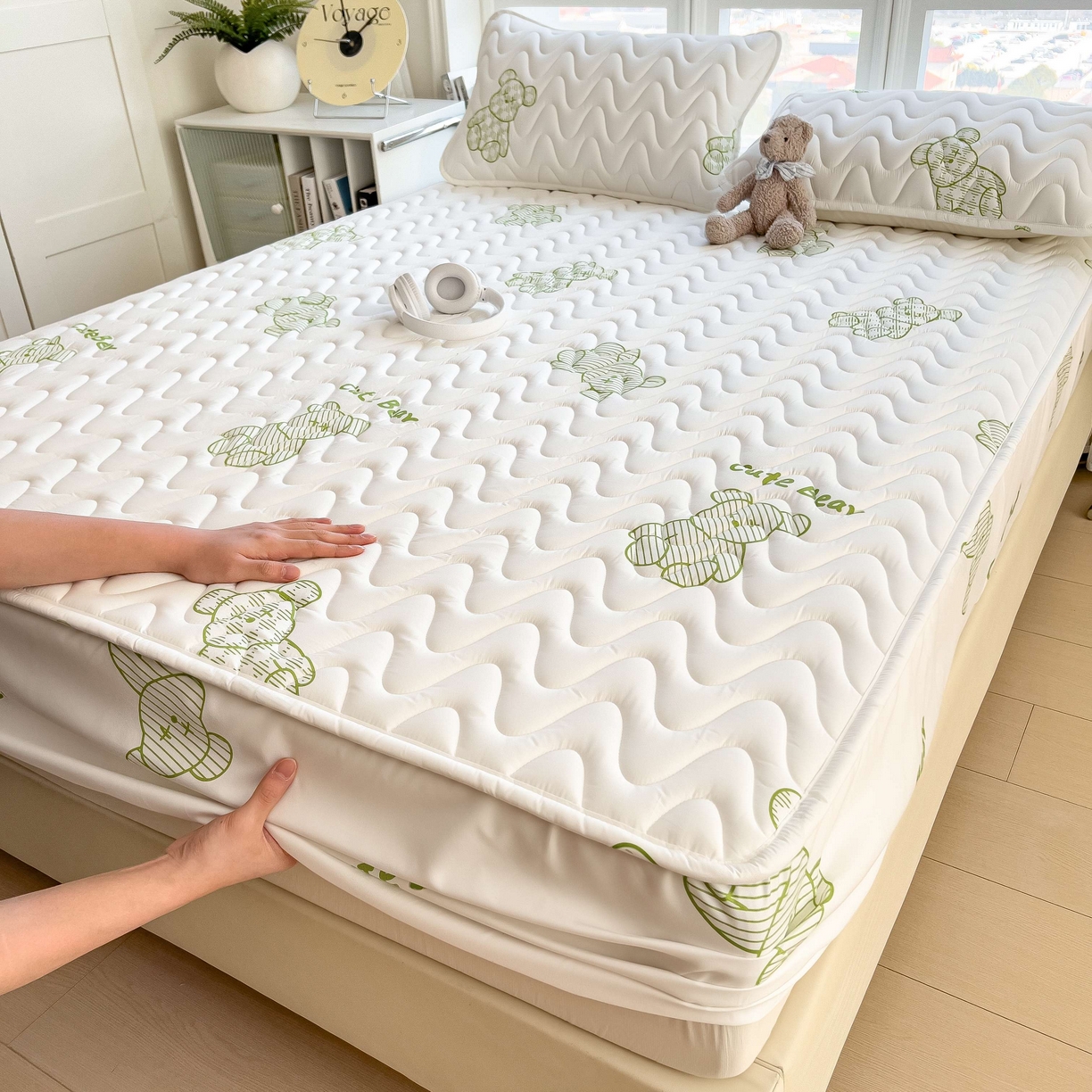 91家纺网 家纺一手货源 找家纺 希廷顿 2026新款印花夹棉防水床笠单床笠床笠单件 熊本熊