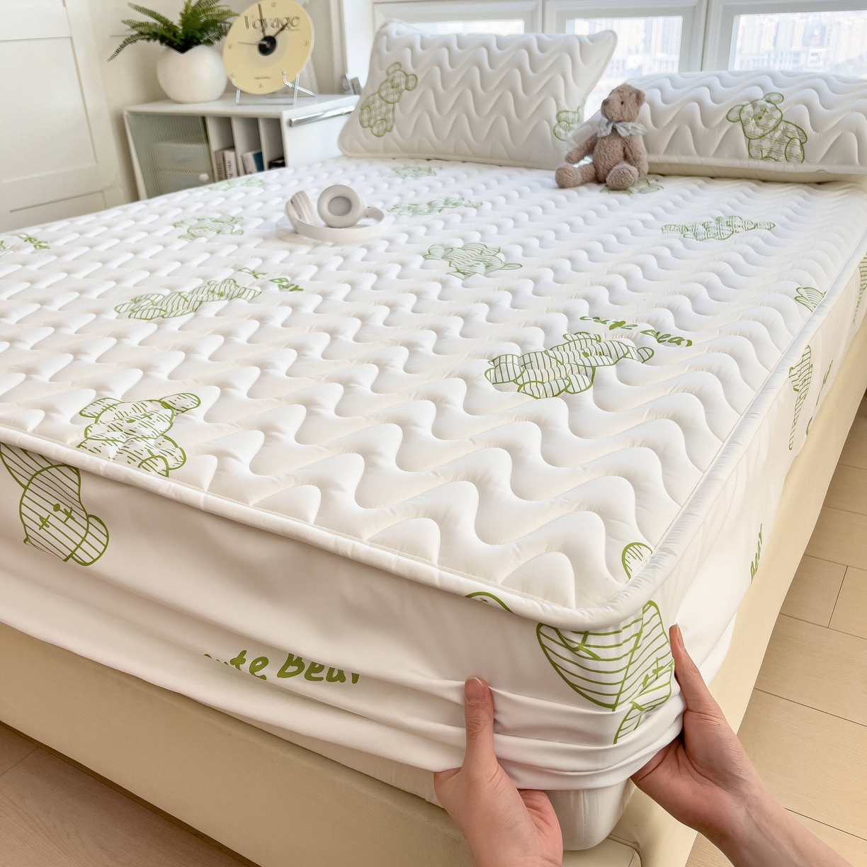 91家纺网 家纺一手货源 找家纺 希廷顿 2026新款印花夹棉防水床笠单床笠床笠单件 熊本熊