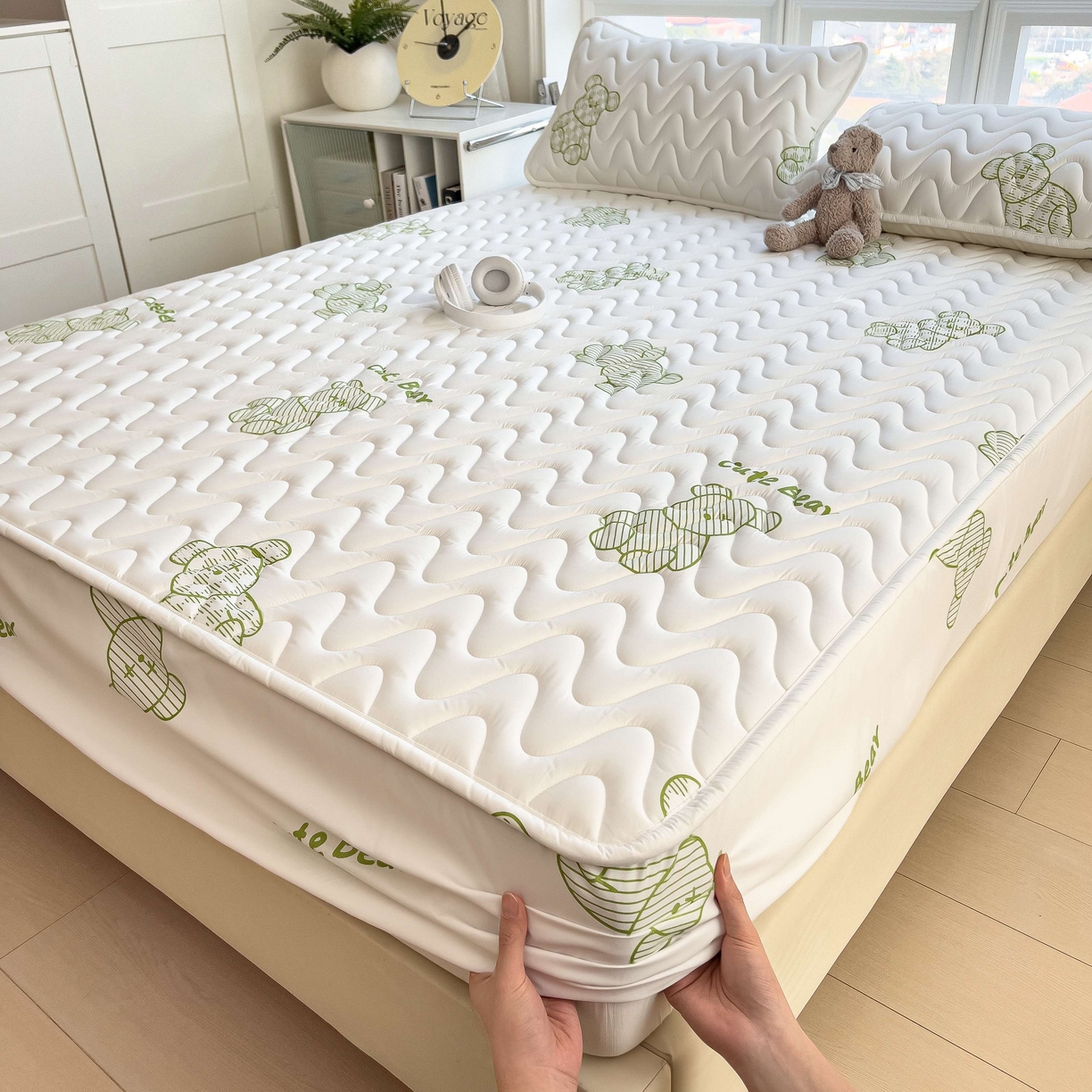 91家纺网 家纺一手货源 找家纺 希廷顿 2026新款印花夹棉防水床笠单床笠床笠单件 熊本熊