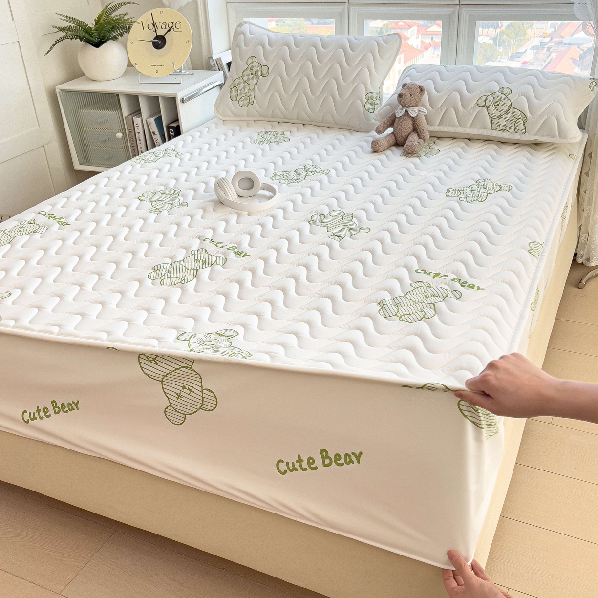 91家纺网 家纺一手货源 找家纺 希廷顿 2026新款印花夹棉防水床笠单床笠床笠单件 熊本熊