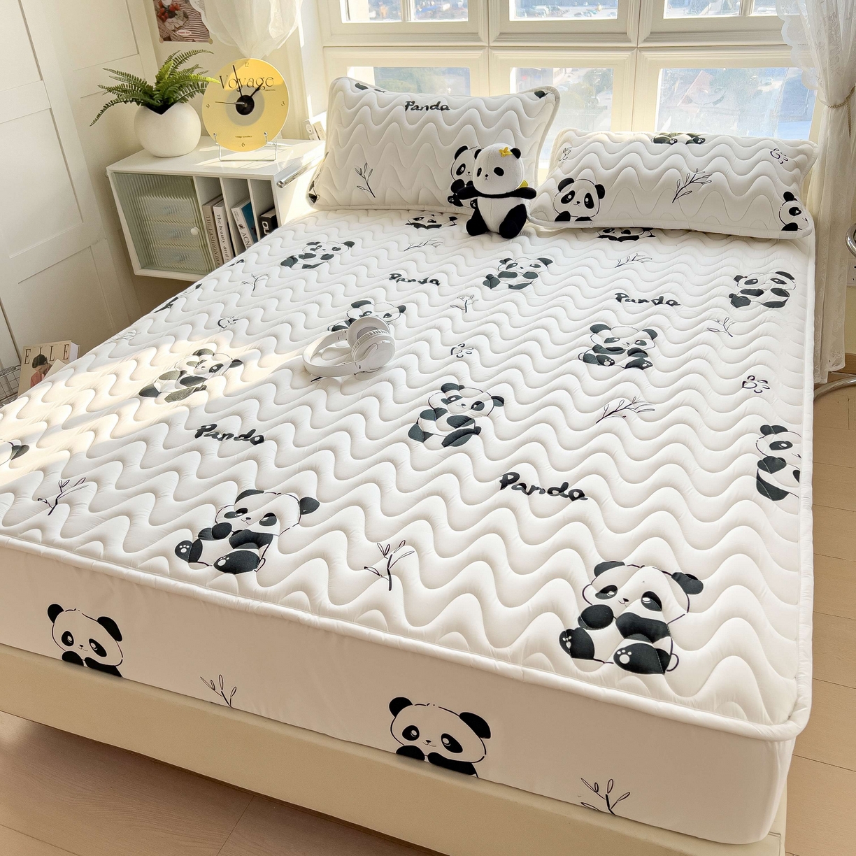 91家纺网 家纺一手货源 找家纺 希廷顿 2026新款印花夹棉防水床笠单床笠床笠单件 熊猫攀竹