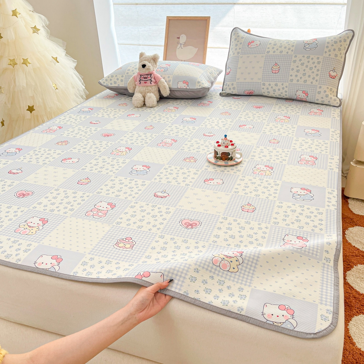 91家纺网 家纺一手货源 找家纺 川悦生活 2026新款凉感冰丝席大床小阪冰丝凉席 席小猫庄园