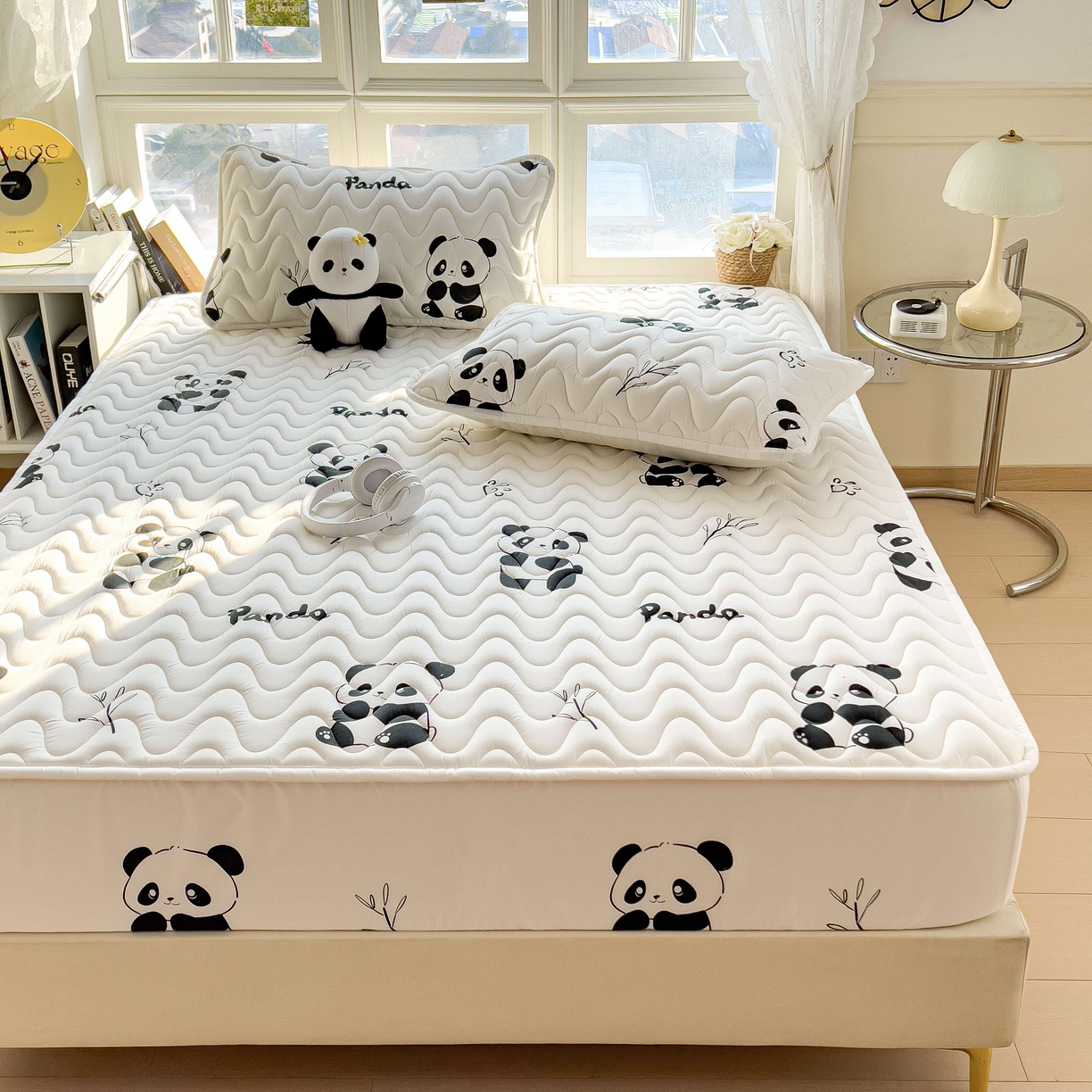 91家纺网 家纺一手货源 找家纺 希廷顿 2026新款印花夹棉防水床笠单床笠床笠单件 熊猫攀竹