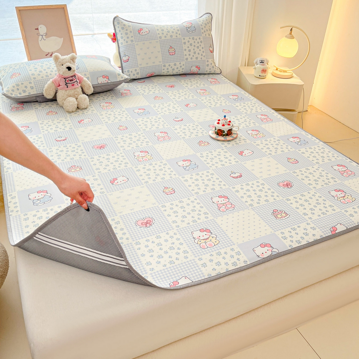 91家纺网 家纺一手货源 找家纺 川悦生活 2026新款凉感冰丝席大床小阪冰丝凉席 席小猫庄园