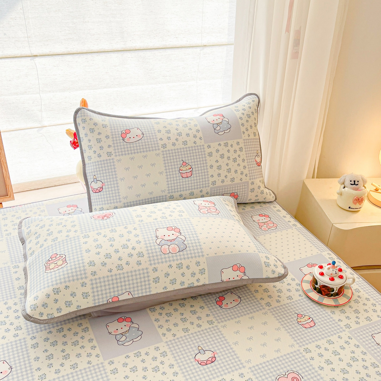 91家纺网 家纺一手货源 找家纺 川悦生活 2026新款凉感冰丝席大床小阪冰丝凉席 席小猫庄园