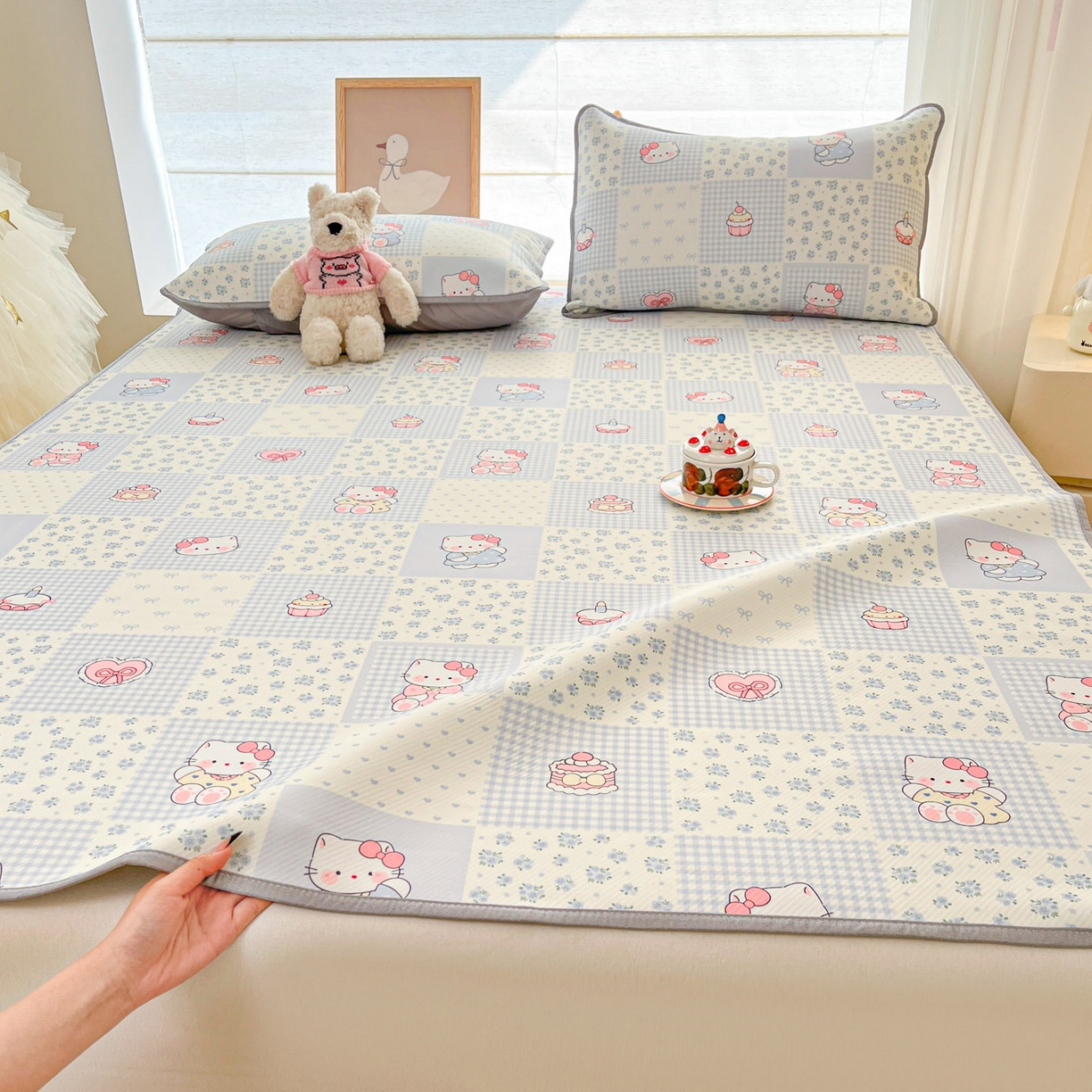 91家纺网 家纺一手货源 找家纺 川悦生活 2026新款凉感冰丝席大床小阪冰丝凉席 席小猫庄园