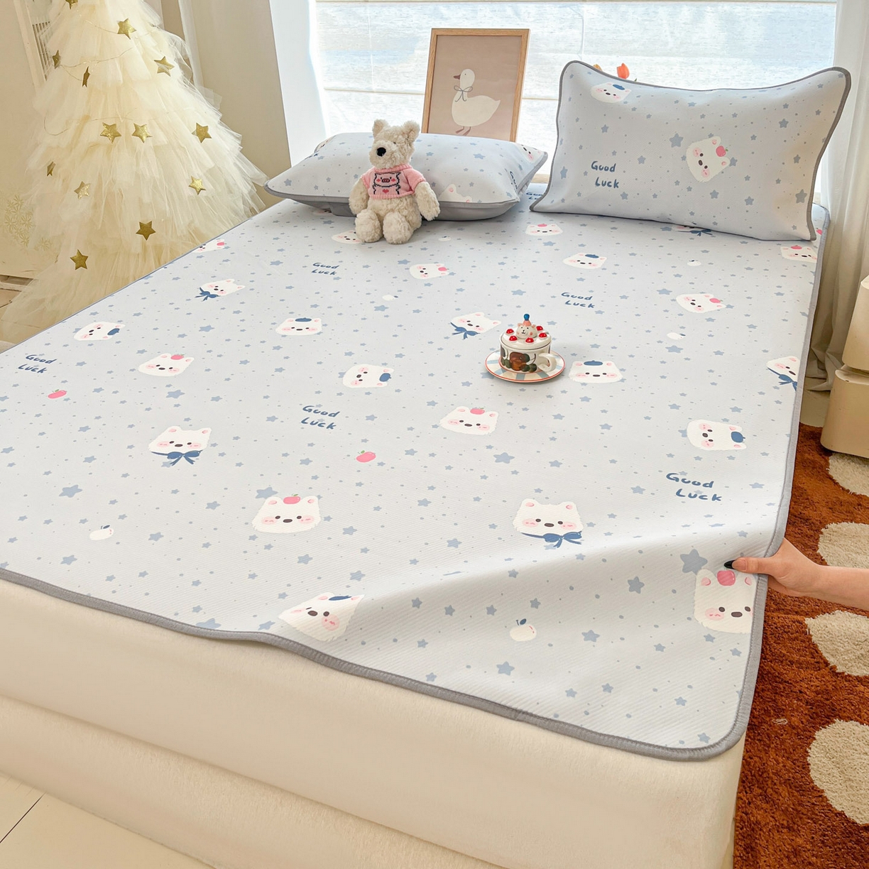 91家纺网 家纺一手货源 找家纺 川悦生活 2026新款凉感冰丝席大床小阪冰丝凉席 席星星西高地