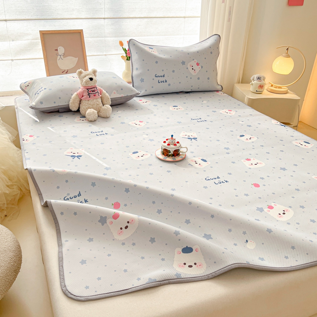 91家纺网 家纺一手货源 找家纺 川悦生活 2026新款凉感冰丝席大床小阪冰丝凉席 席星星西高地