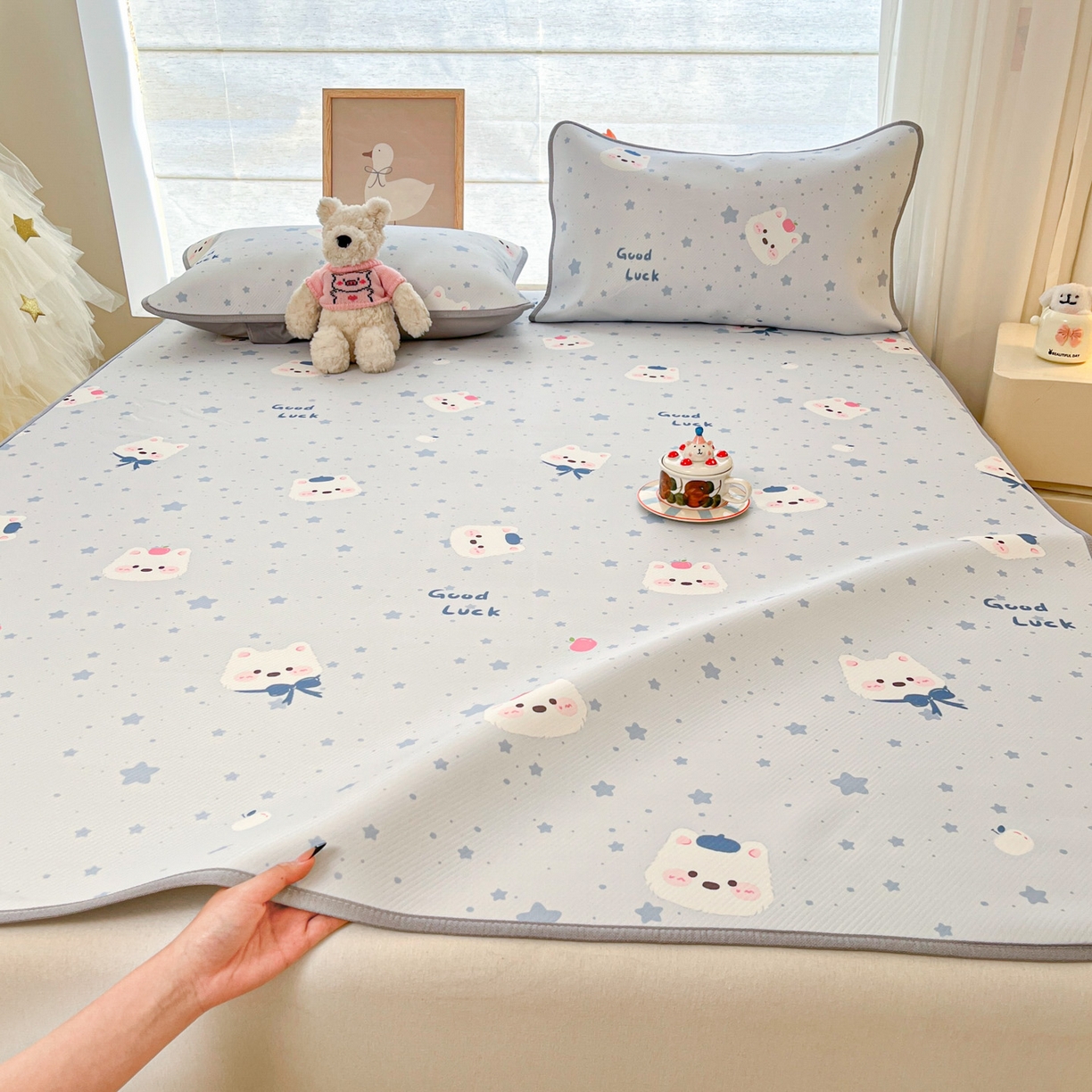 91家纺网 家纺一手货源 找家纺 川悦生活 2026新款凉感冰丝席大床小阪冰丝凉席 席星星西高地