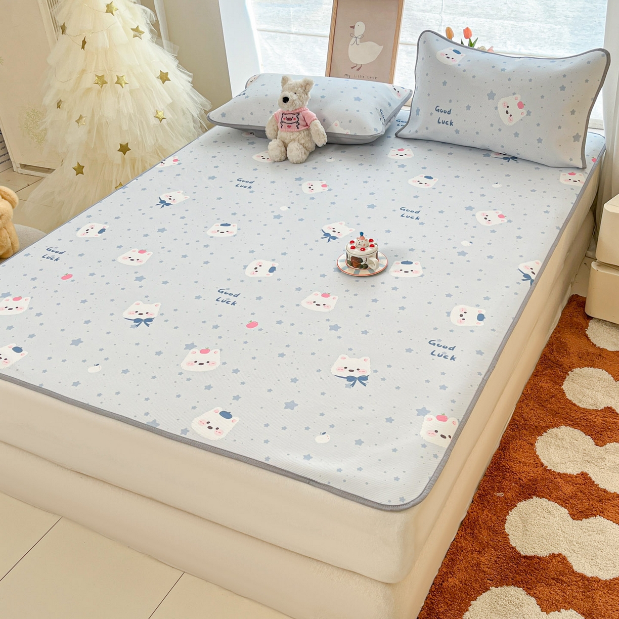 91家纺网 家纺一手货源 找家纺 川悦生活 2026新款凉感冰丝席大床小阪冰丝凉席 席星星西高地