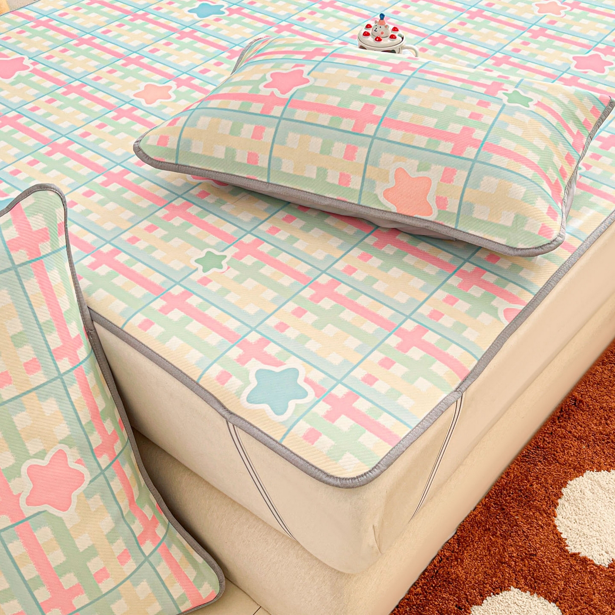 91家纺网 家纺一手货源 找家纺 川悦生活 2026新款凉感冰丝席大床小阪冰丝凉席 席杏仁小星星