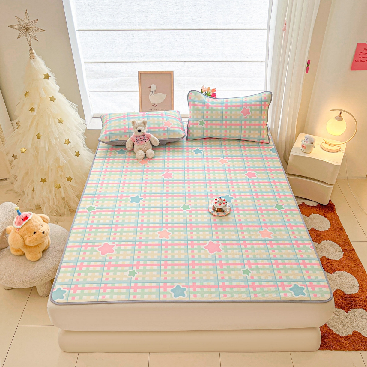 91家纺网 家纺一手货源 找家纺 川悦生活 2026新款凉感冰丝席大床小阪冰丝凉席 席杏仁小星星