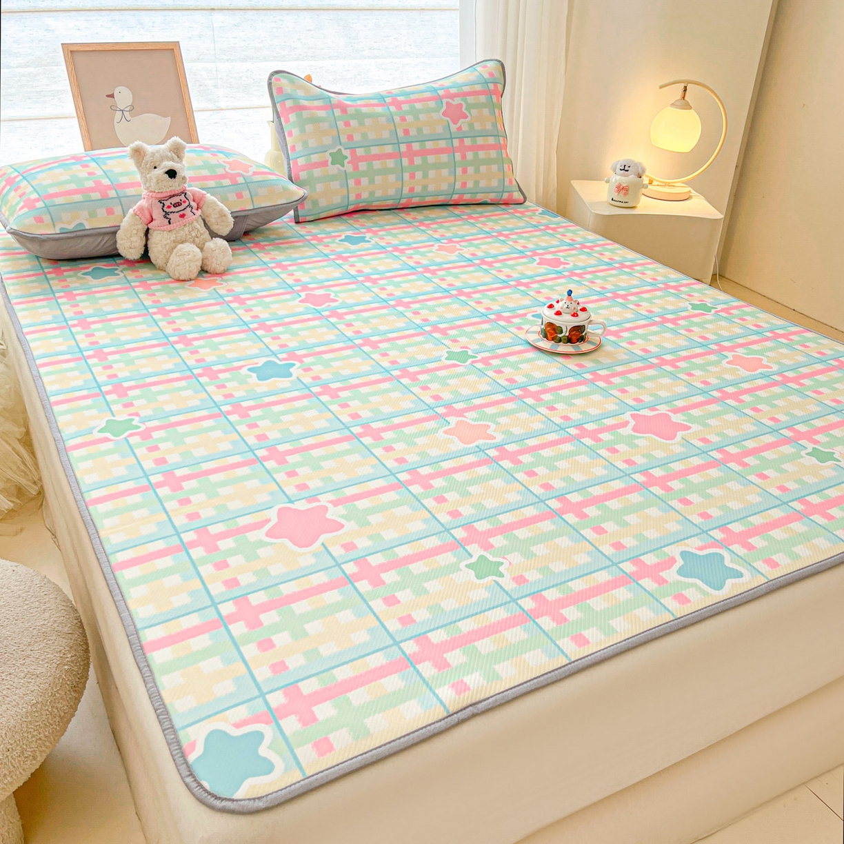 91家纺网 家纺一手货源 找家纺 川悦生活 2026新款凉感冰丝席大床小阪冰丝凉席 席杏仁小星星