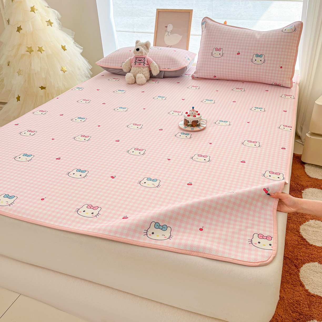 91家纺网 家纺一手货源 找家纺 川悦生活 2026新款凉感冰丝席大床小阪冰丝凉席 席樱桃小奶喵