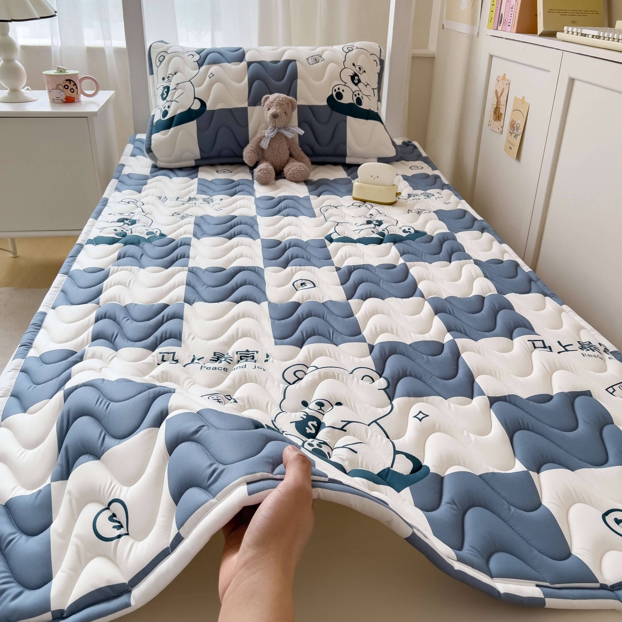 91家纺网 家纺一手货源 找家纺 希廷顿 2026新款印花夹棉防水床垫学生款 马上暴富